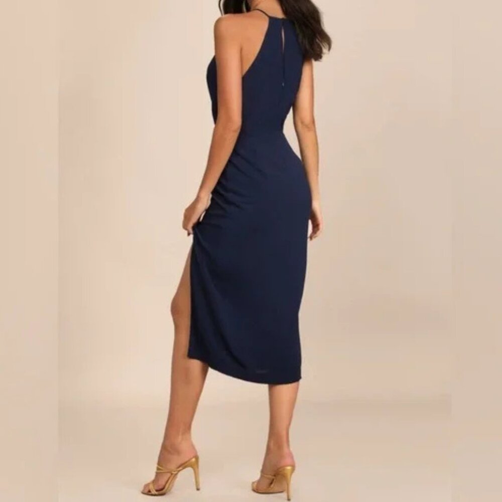 Lulus, Dreamy Date Night, Navy Blue Midi - Picture 2 of 5